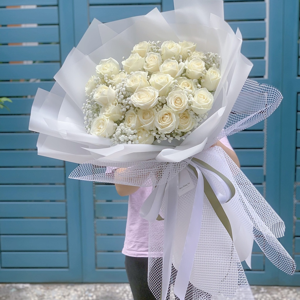 Bó Hoa Hồng Trắng