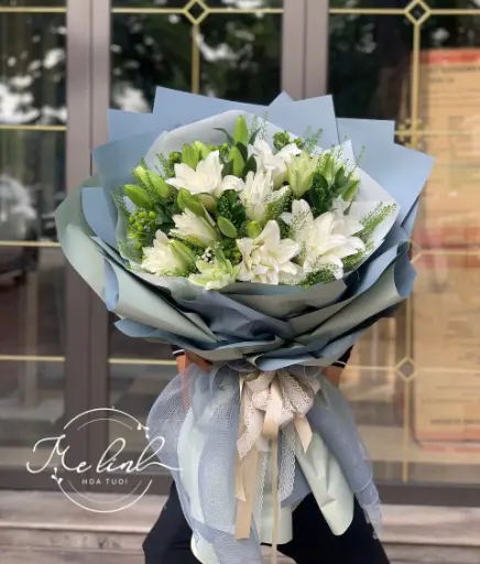 [FLOT257] Bó Hoa Ly Trắng